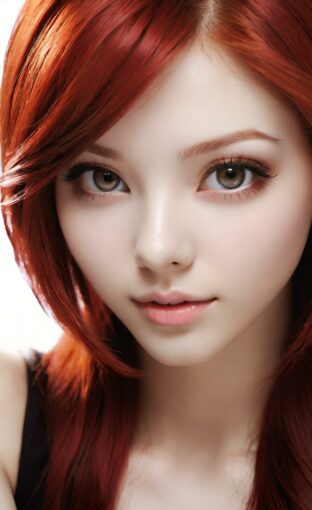 AI girl with red hair wallpaper