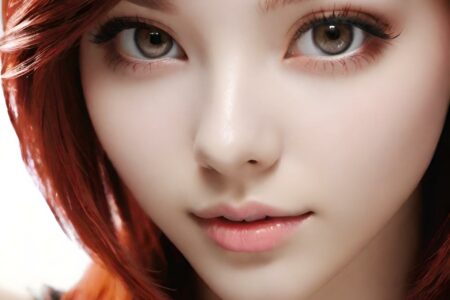 AI girl with red hair wallpaper