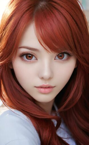 AI girl with red hair wallpaper