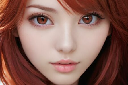 AI girl with red hair wallpaper