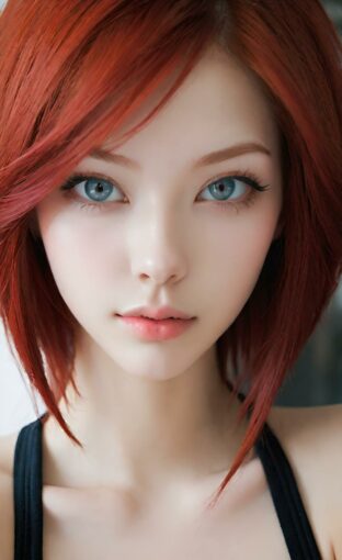 AI girl with red hair wallpaper