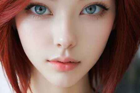 AI girl with red hair wallpaper