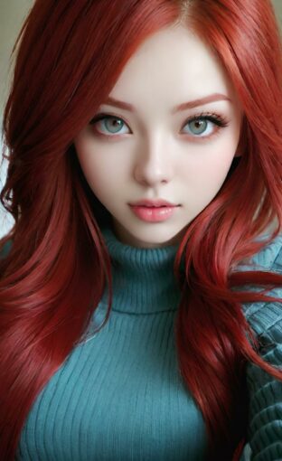 AI girl with red hair wallpaper