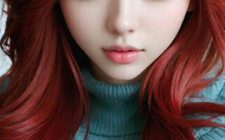 AI girl with red hair wallpaper