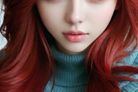 AI girl with red hair wallpaper