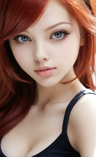 AI girl with red hair wallpaper