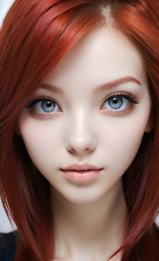 AI girl with red hair wallpaper