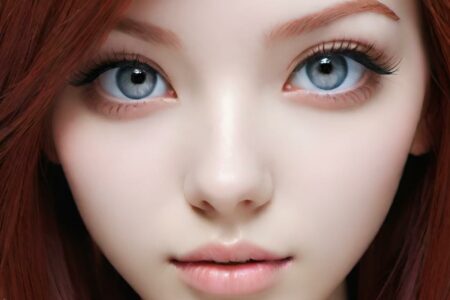 AI girl with red hair wallpaper