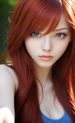 AI girl with red hair wallpaper