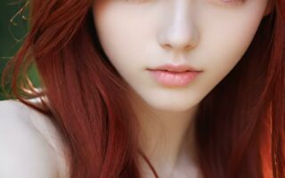 AI girl with red hair wallpaper