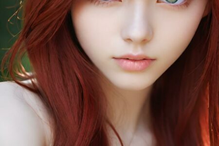 AI girl with red hair wallpaper