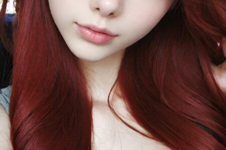 AI girl with red hair wallpaper