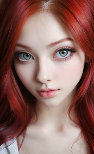 AI girl with red hair wallpaper