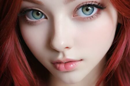 AI girl with red hair wallpaper