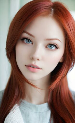 AI girl with red hair wallpaper