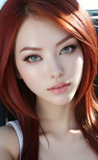 AI girl with red hair wallpaper