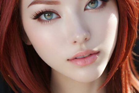 AI girl with red hair wallpaper