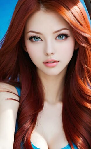 AI girl with red hair wallpaper