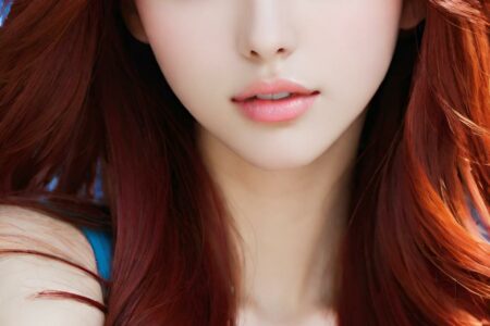 AI girl with red hair wallpaper