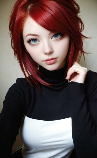 AI girl with red hair wallpaper