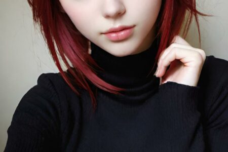 AI girl with red hair wallpaper