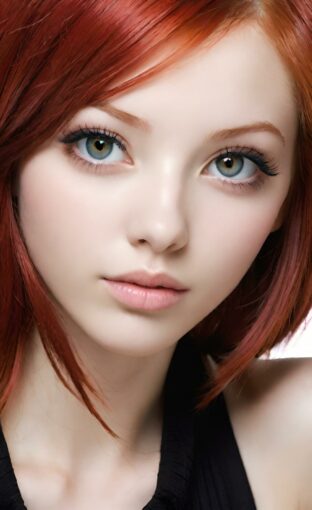 AI girl with red hair wallpaper