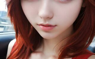 AI girl with red hair wallpaper