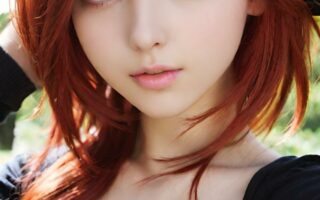 AI girl with red hair wallpaper