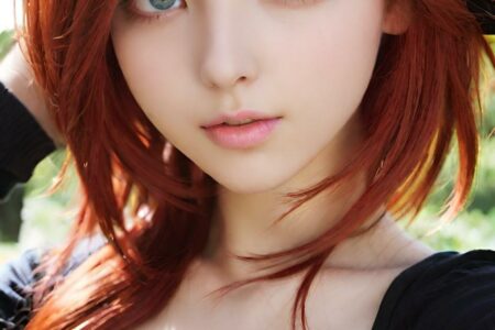 AI girl with red hair wallpaper