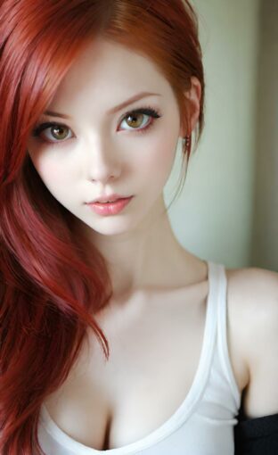AI girl with red hair wallpaper