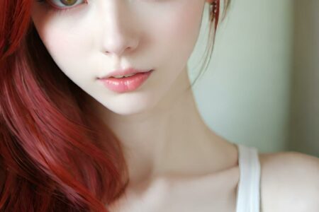 AI girl with red hair wallpaper