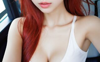AI girl with red hair wallpaper