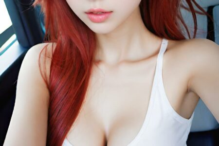 AI girl with red hair wallpaper