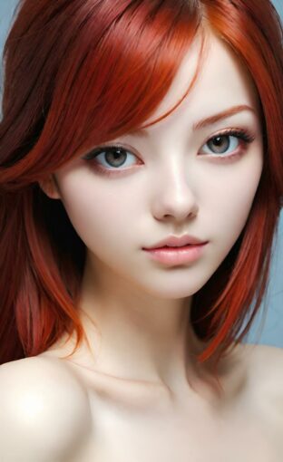 AI girl with red hair wallpaper