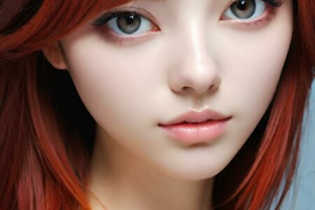AI girl with red hair wallpaper