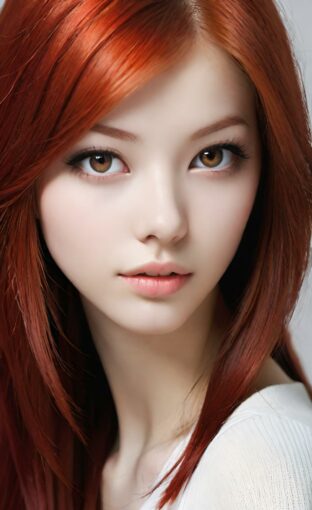 AI girl with red hair wallpaper
