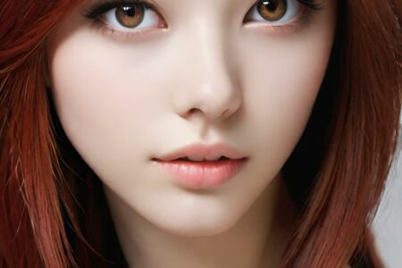 AI girl with red hair wallpaper