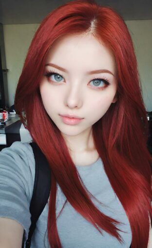 AI girl with red hair wallpaper