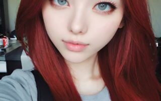 AI girl with red hair wallpaper