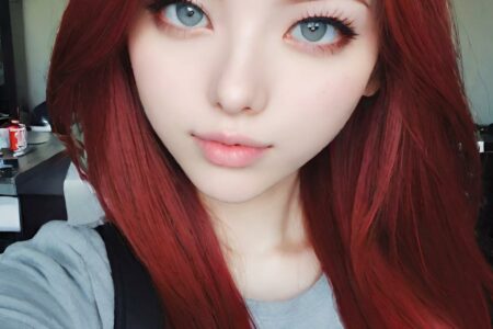 AI girl with red hair wallpaper