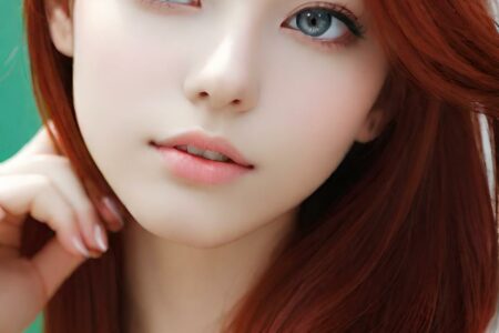 AI girl with red hair wallpaper