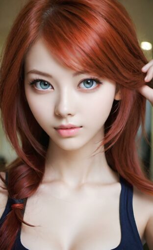 AI girl with red hair wallpaper