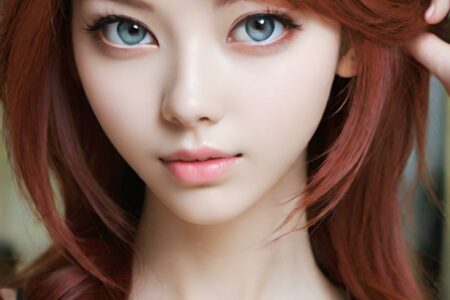 AI girl with red hair wallpaper