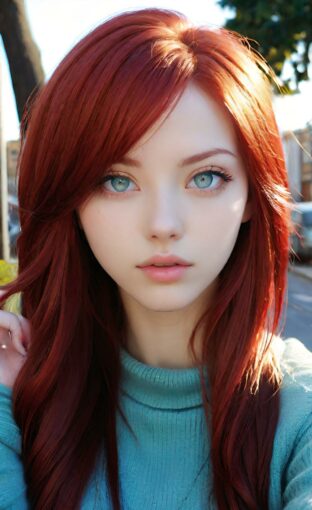 AI girl with red hair wallpaper