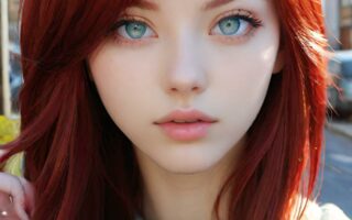 AI girl with red hair wallpaper
