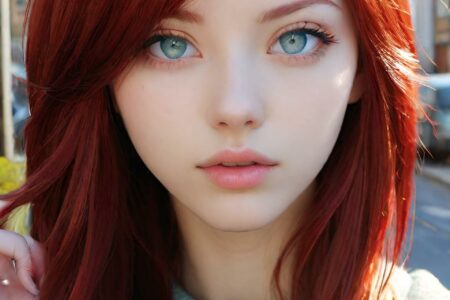 AI girl with red hair wallpaper
