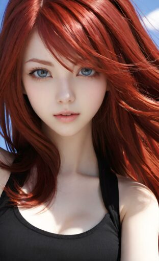 AI girl with red hair wallpaper