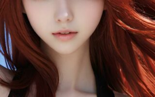 AI girl with red hair wallpaper