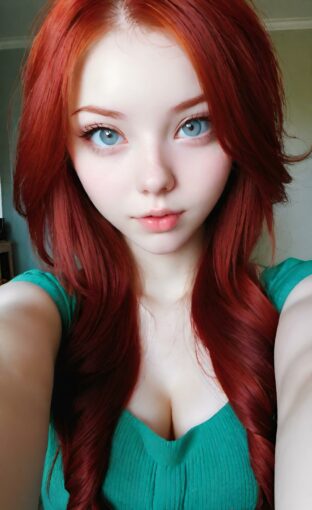 AI girl with red hair wallpaper