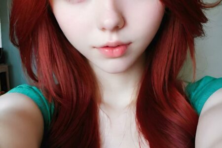 AI girl with red hair wallpaper